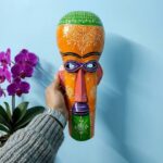 Furnshine - Orange Wall Mask Nazar Battu | 15 Inch Egyptian Tribal Wooden Hanging Mask - African Face Decor for Home Entrance, Door, Hallway, Balcony - Handcrafted India - Image 8