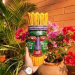 Furnshine - Set of 4 African Tribal Wooden Face Masks | Nazar Battu Wall Hanging Decor - Handcrafted Multi-Color (Green, Orange, Blue, Purple) for Home Entrance, Living Room - Buy Online - Image 8