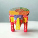 Furnshine - Handcrafted Red Multicolor Wooden Elephant Stool - Large Indian Handicraft for Pooja, Home & Foyer Decor (8"H x 11"L x 8"W) - Image 8