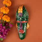 Furnshine - Handcrafted Green Tribal Wooden Wall Mask - 12 Inch Nazar Battu African Egyptian Hanging for Home Entrance, Living Room, Balcony Decor​ - Image 8