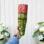 Furnshine - Handcrafted Green Tribal Wooden Wall Mask - 12 Inch Nazar Battu African Egyptian Hanging for Home Entrance, Living Room Decor - Image 7