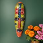 Furnshine -Vibrant Wooden Tribal Wall Mask Nazar Battu for Home Entrance & Living Room Wall Decor – 18 inch Handcrafted African-Style Face Hanging - Image 9