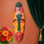 Furnshine - Orange/Yellow/Blue Tribal Mask Wall Hanging | Nazar Battu | Handcrafted Wooden 18 Inch Decor for Home Entrance, Living Room, Balcony - Image 9