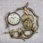 Furnshine - Leigh Golden Krishna Wall Clock | Decorative Metal Wall Art for Home
