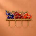 Furnshine - Elliot Antique 3 Elephant Iron Key Holder with 4 Hooks | Handcrafted Wall Key Organizer for Home & Office - Image 2