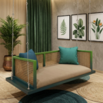 Mango Wooden Swing for Home In Green Color