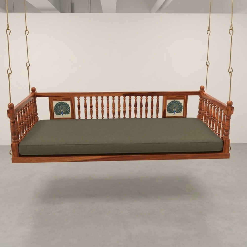 2-10 Wooden Peacock Tiled Swing for Home - Image 1