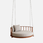 Round Wooden Hanging Swing - Image 3